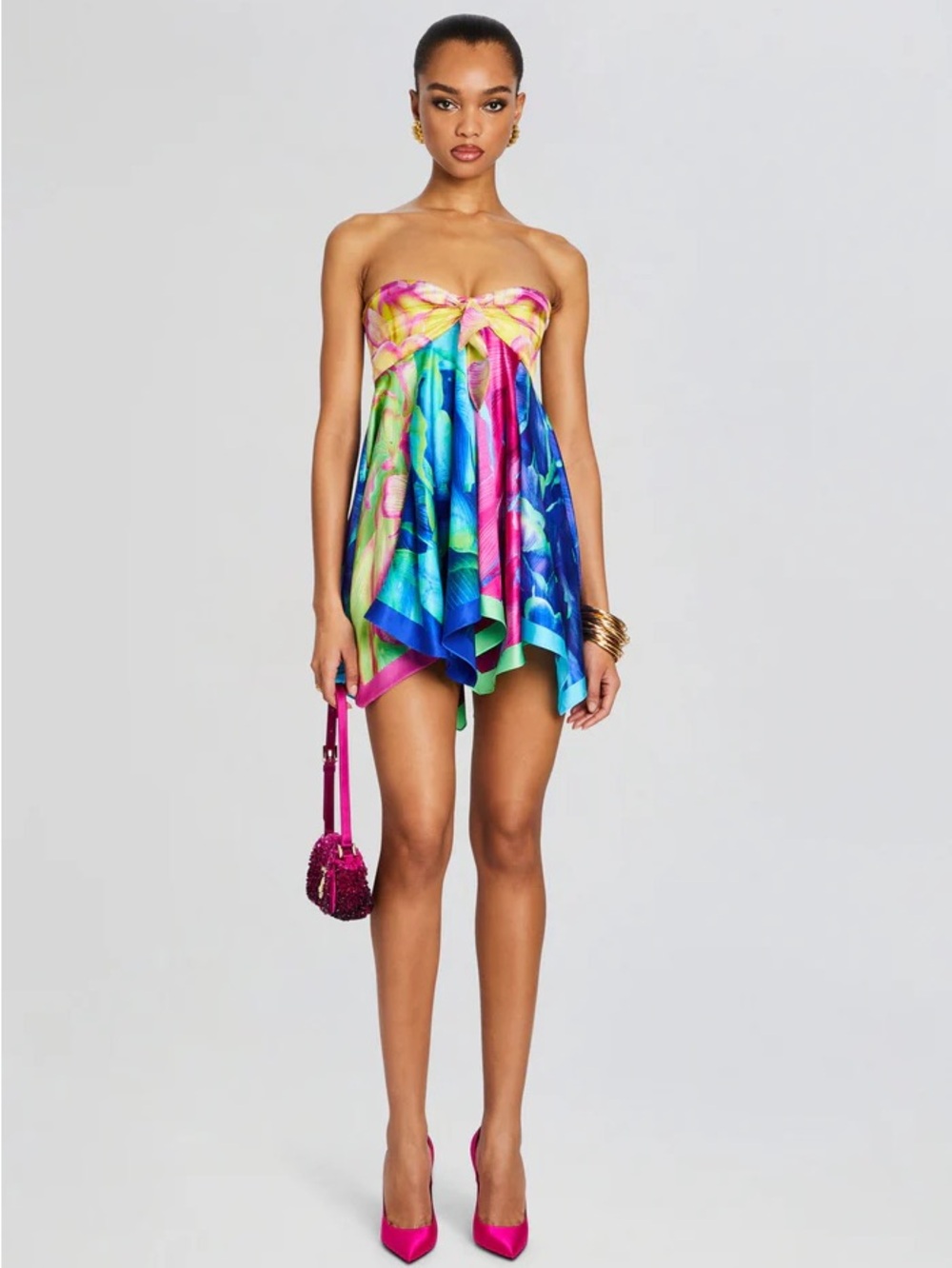 Retrofete Multicolor Strapless Mini Dress — Blue & Pink - Picture 3 of 6